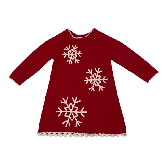Hanna Anderson snowflake Red and white 
sweater dress Like New Size 60 2m 3m 6m - Picture 2 of 10